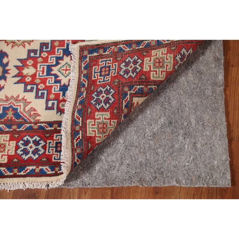 Geometric Kazak Accent Rug Handmade Oriental Wool Carpet - 2'9" x 4'1"