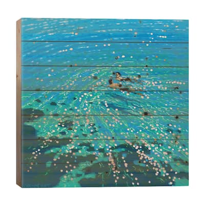 Chit Chat Swim Print On Wood by Gordon Hunt - Multi-Color