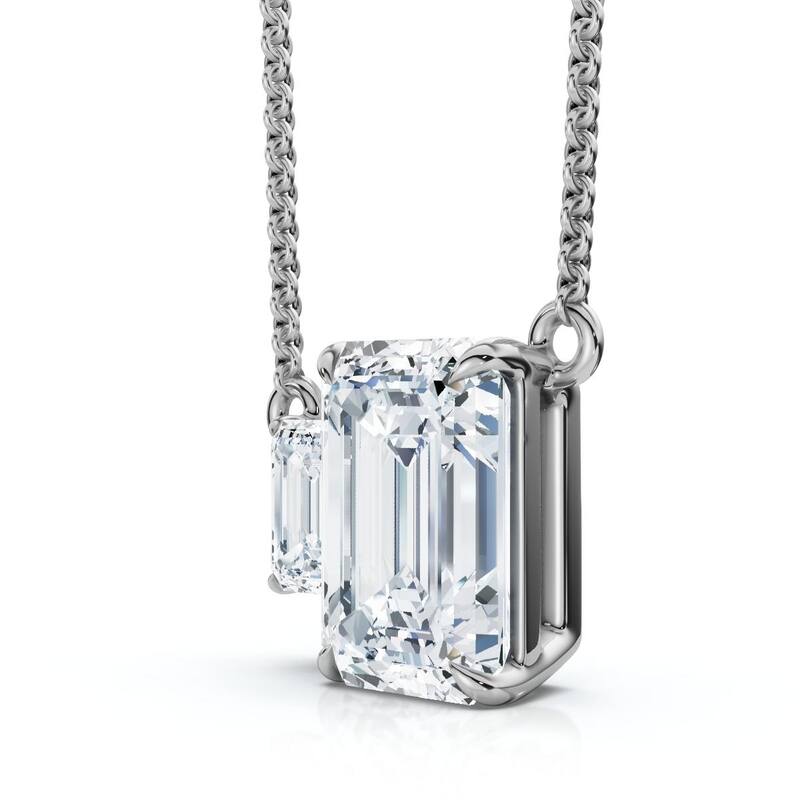 Bliss Diamond 1 1/2Ct Emerald Cut Toi et Moi Diamond Pendant Gold Lab Grown