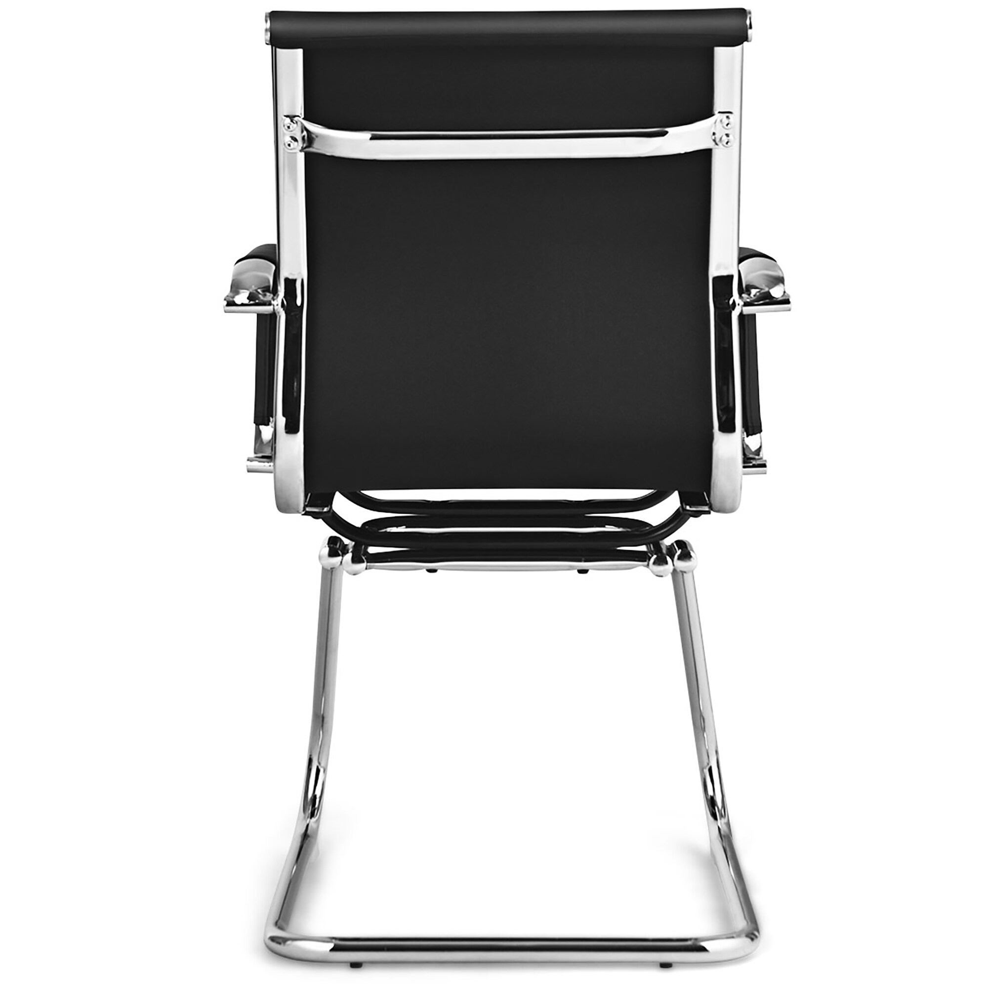 Black Metal PU Leather Cushion Folding Chair Office Chair (Set of 4)