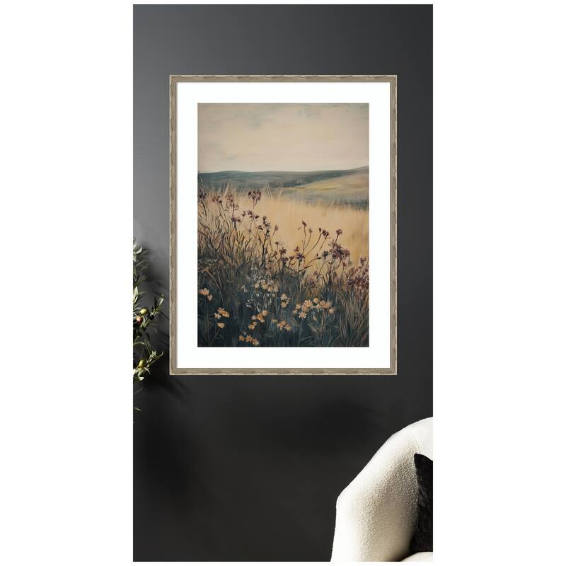 Kate and Laurel Landscape Wild Flower by Melloi Art Prints Framed Wall Art Print