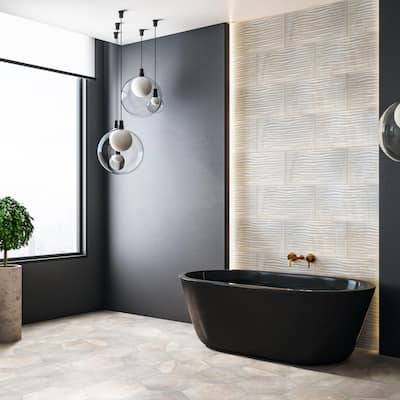 Merola Tile Dubai Deco Pearl 12-1/2" x 24-1/2" Porcelain Wall Tile