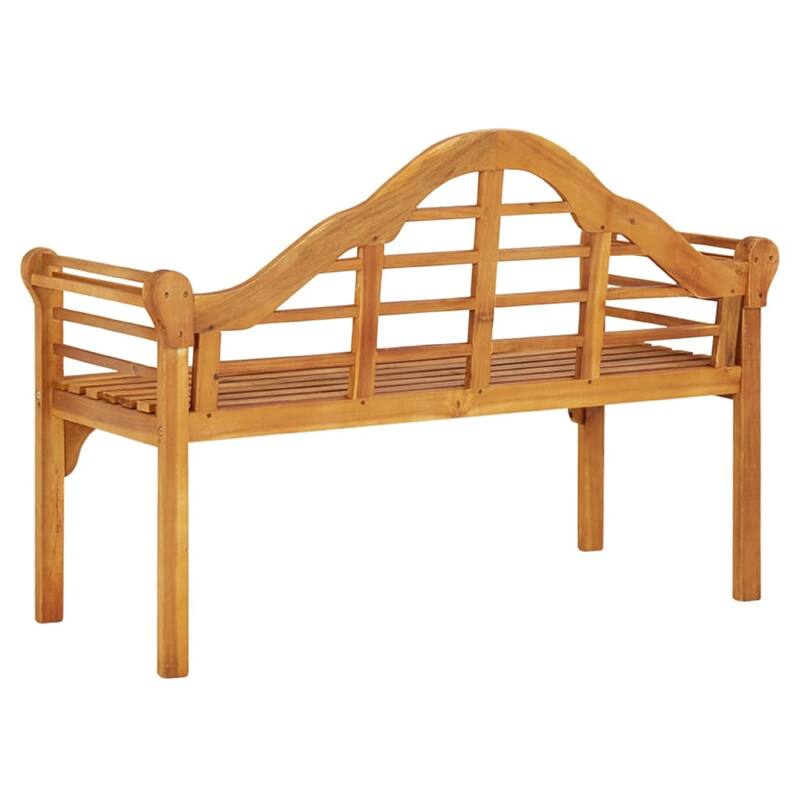Garden Bench, Weather Resistant Brown Solid Acacia Wood, 49 Inch