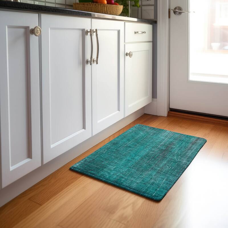 Premium Washable Super Soft Solid Abstract Mayfield Rug - Teal - 1' 8" x 2' 6" - Rectangle