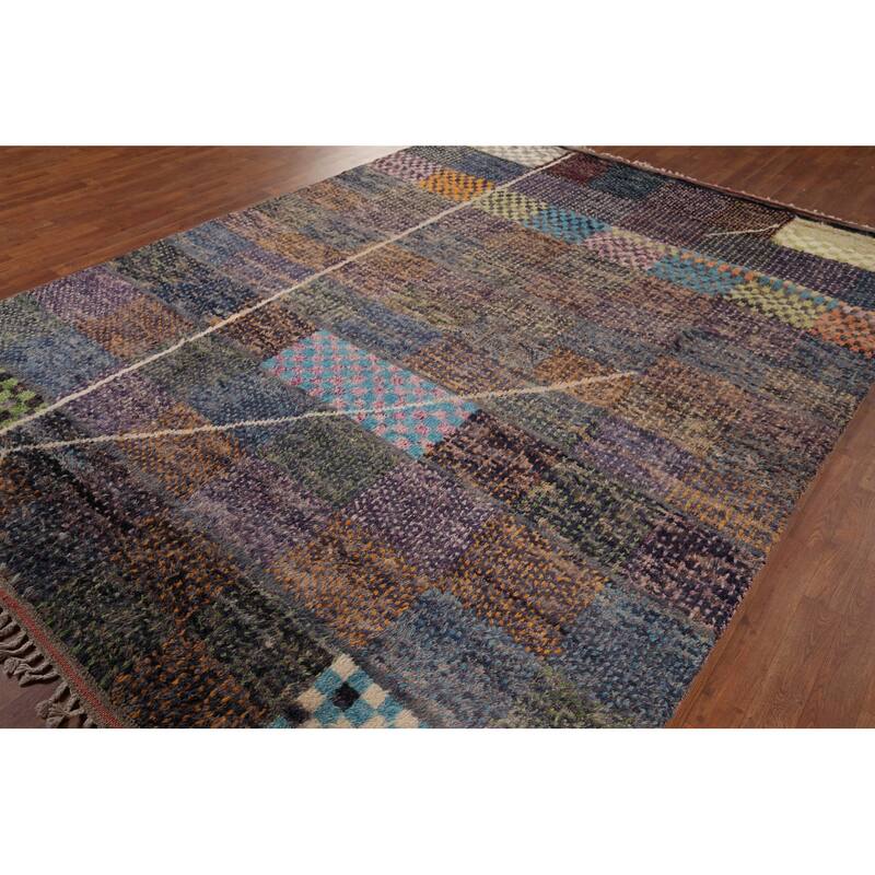 Plush Moroccan Oriental Rug Hand-Knotted Wool Carpet - 7'11" x 10'10"