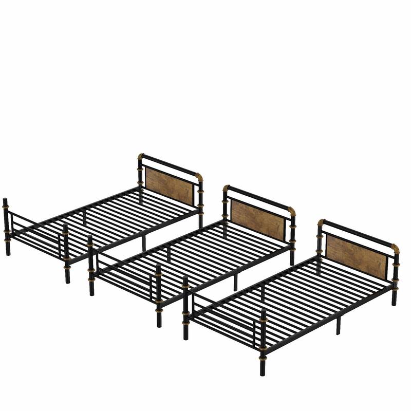 Quad Bunk Bed for 4 Kids, Heavy Duty Metal Twin Bunk Bed Frame, Detachable Triple Bunk Bed