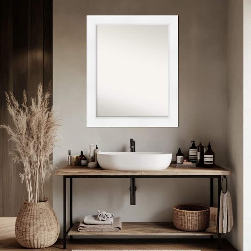 Sloped Non-Beveled Framed Bathroom Vanity Wall Mirror