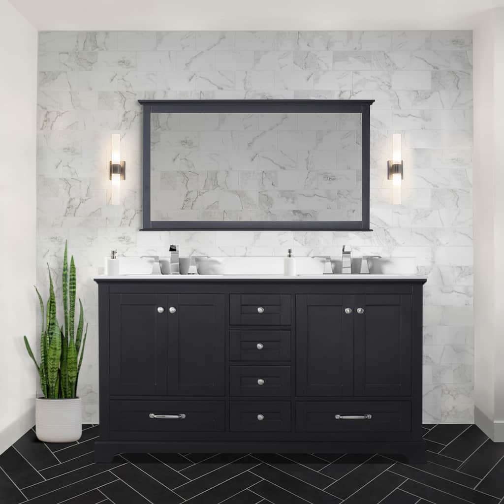 Dukes 60 in. W x 22 in. D Espresso Double Bath Vanity and White Quartz Top