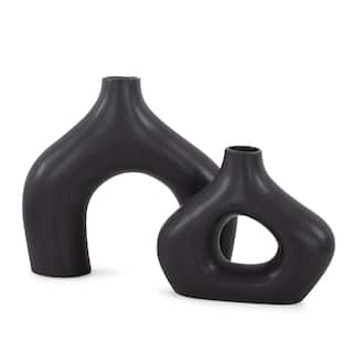Allan Andrews Contemporary Matte Black Ceramic Beltram Vase
