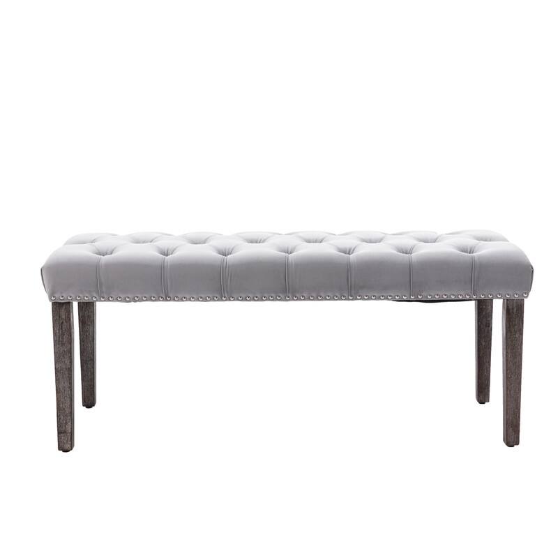 Tufted Velvet Bench Ottoman - Versatile Seating and Footrest for Living Room, Entryway, and Bedroom