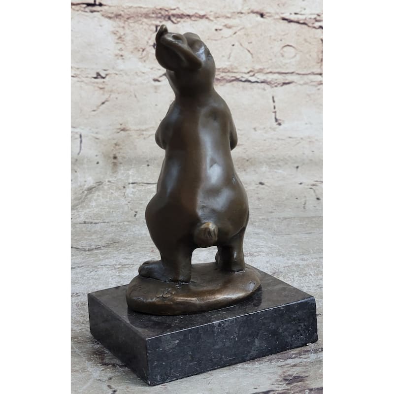 Cuddly Lil Lady Bunny Carrot Basket Bronze Sculpture Statue Figure Figurine Art