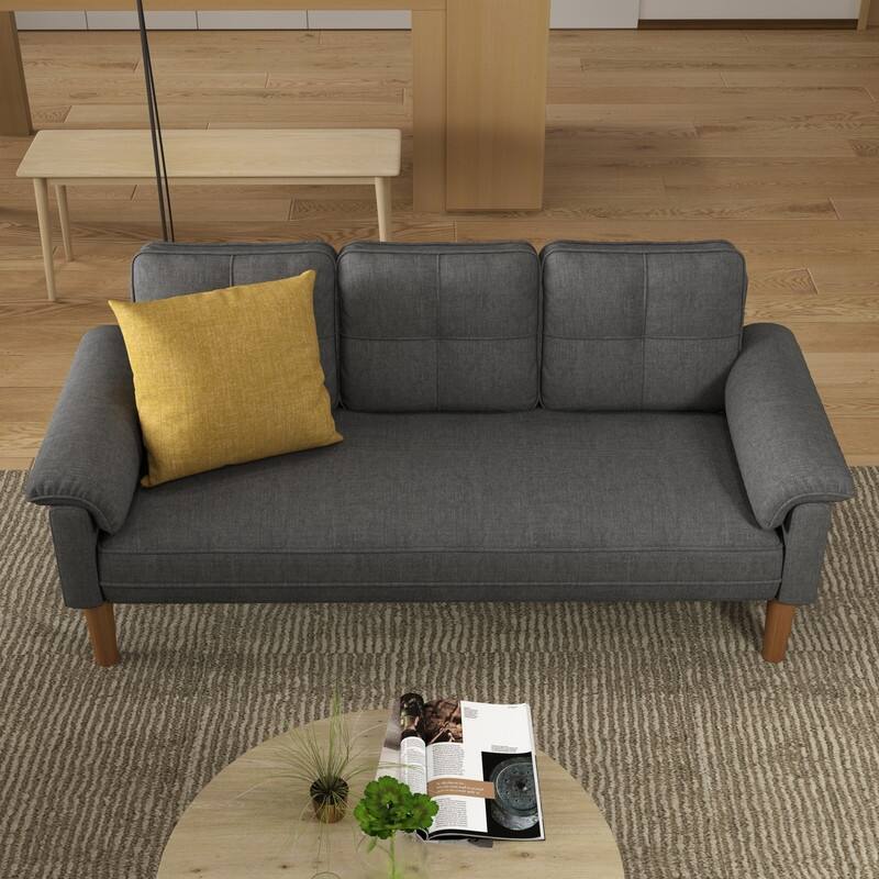 3-Seater Modern Upholstered Sofa, Convertible Sofa, Sofa Bed with Sturdy Wooden Legs for Living Room