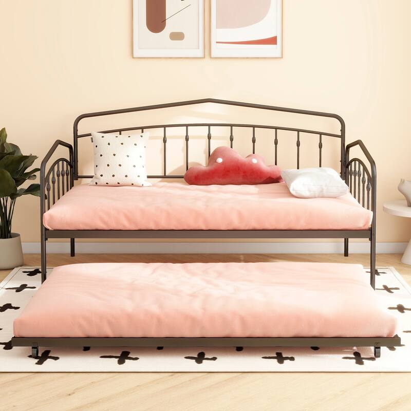 Fox twin daybed with twin trundle - Black
