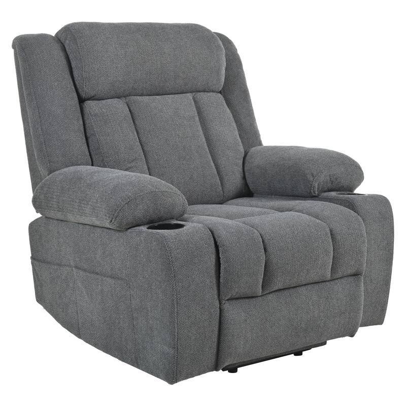 Power Lift Recliner Chair For Elderly,Fabric Lift Chairs W/ Extended Footrest With 2 Cup Holders,Side Pockets,Remote Control