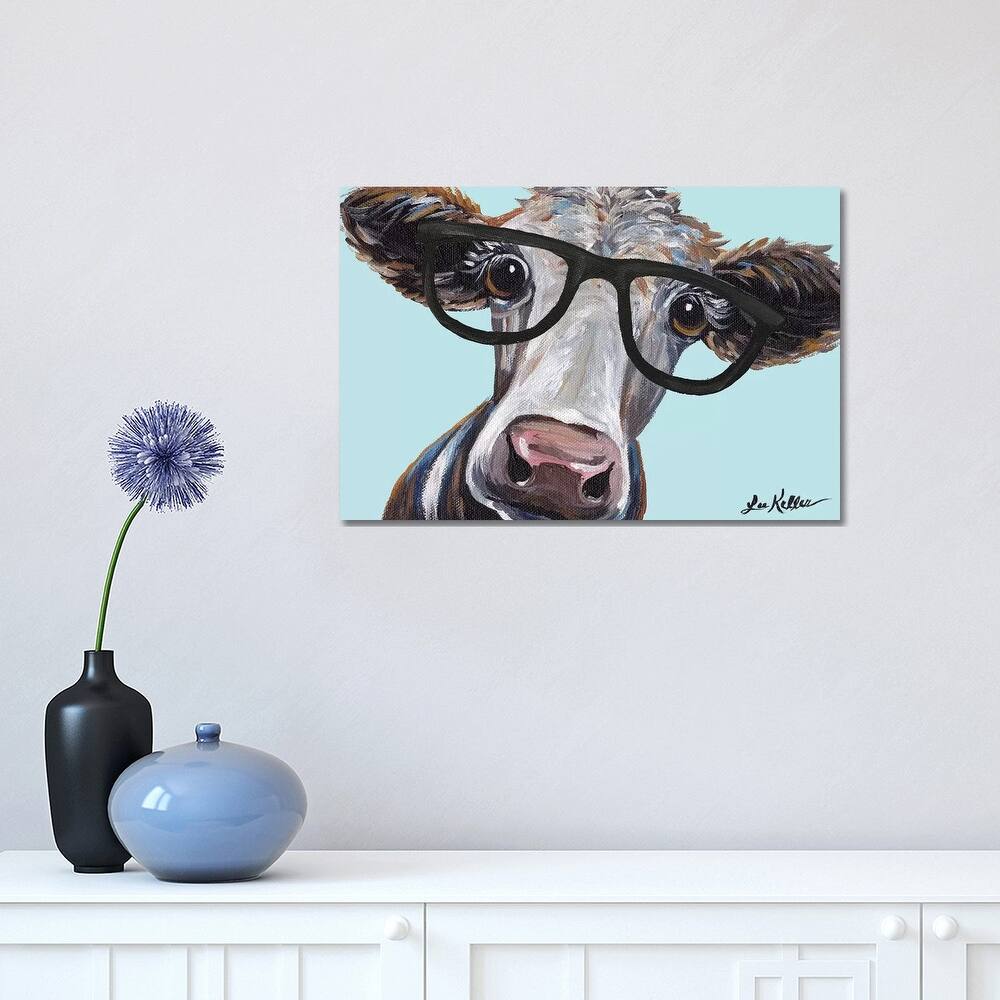 iCanvas "Cora The Cow With Glasses" by Hippie Hound Studios Canvas Print