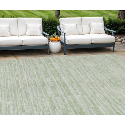 HomeRoots Striped Transitional Rectangle Outdoor Rug