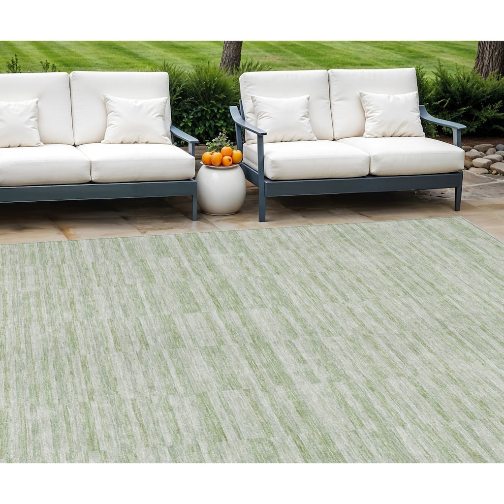 HomeRoots Striped Transitional Rectangle Outdoor Rug