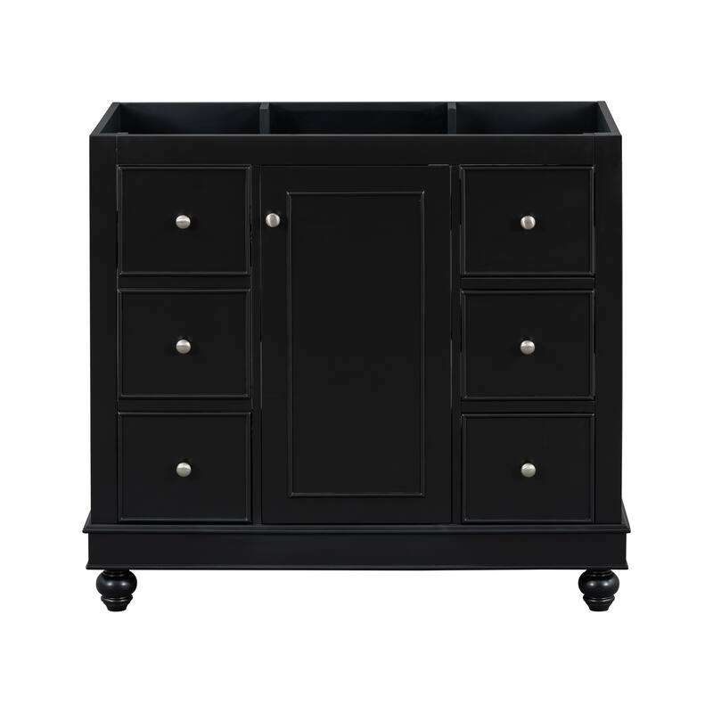 GDFStudio - Mario 36" Bathroom Vanity Cabinet with 4 Drawers and 1 Soft-Close Door
