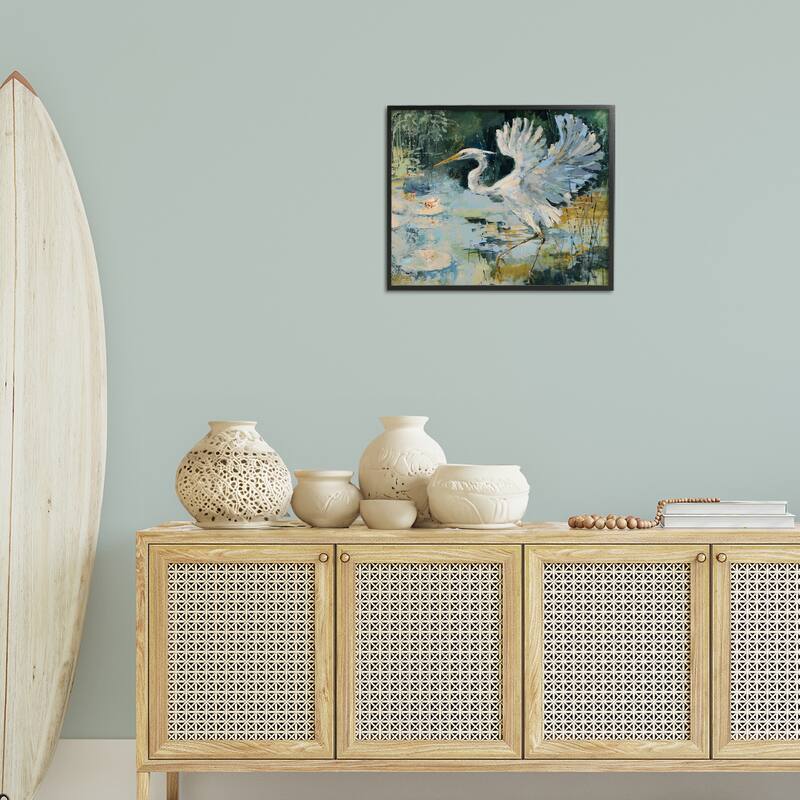 Stupell Heron with Spread Wings Framed Giclee Art Design By Dusza