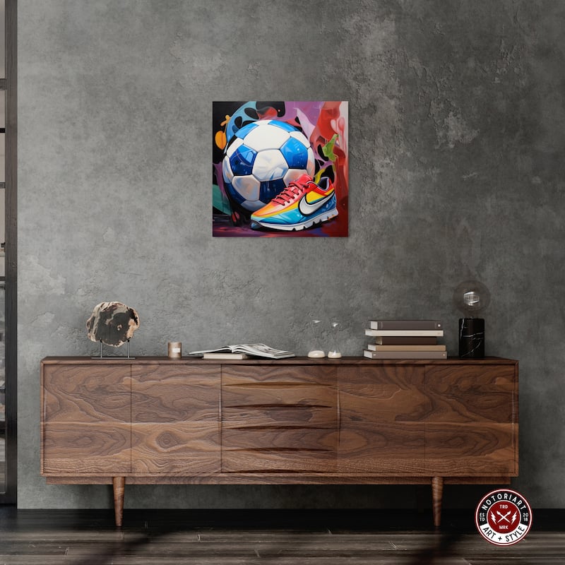 Notoriart Colorful Soccer Sneaker Splash Gallery Wrapped Soccer 1 Piece Canvas Wall Art