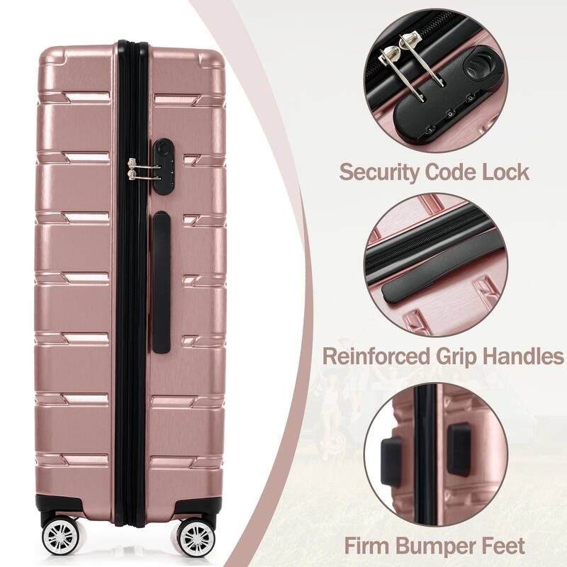 Stylish 3 Piece Hardshell Luggage Set with TSA Lock, Spinner Wheels and Spacious Interior for Travel