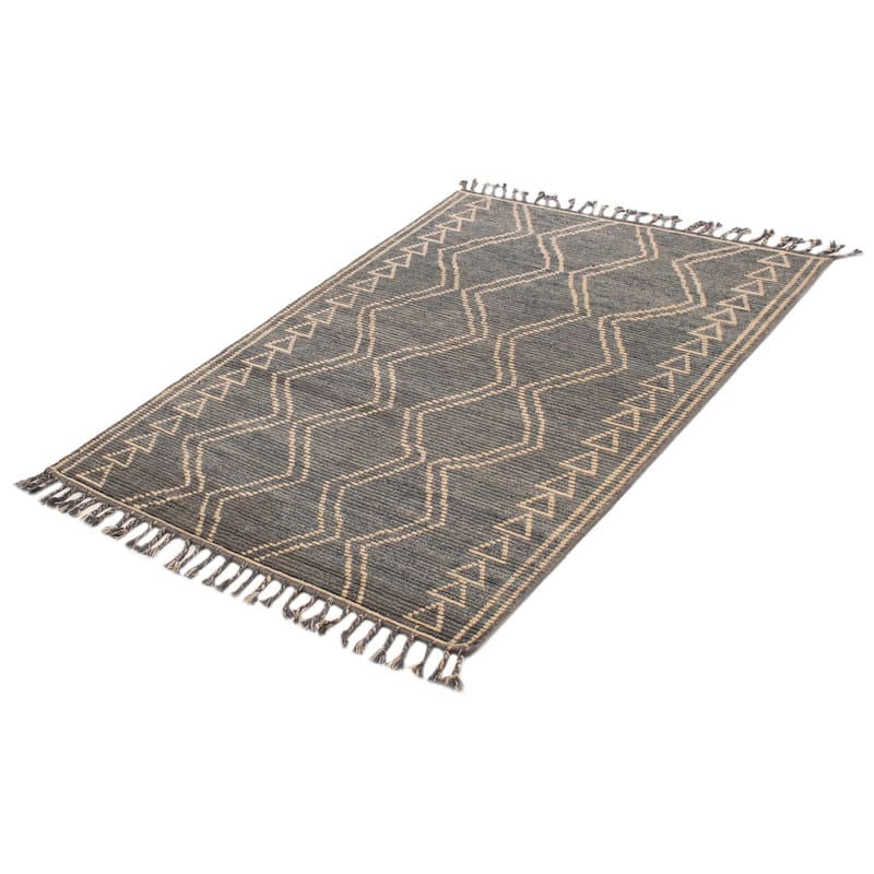 ECARPETGALLERY Hand-knotted Tangier Dark Grey Wool Rug - 5'3 x 7'5