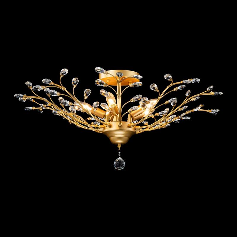 Starsky 5-Light Vintage Crystal Branch Semi-Flush Mount