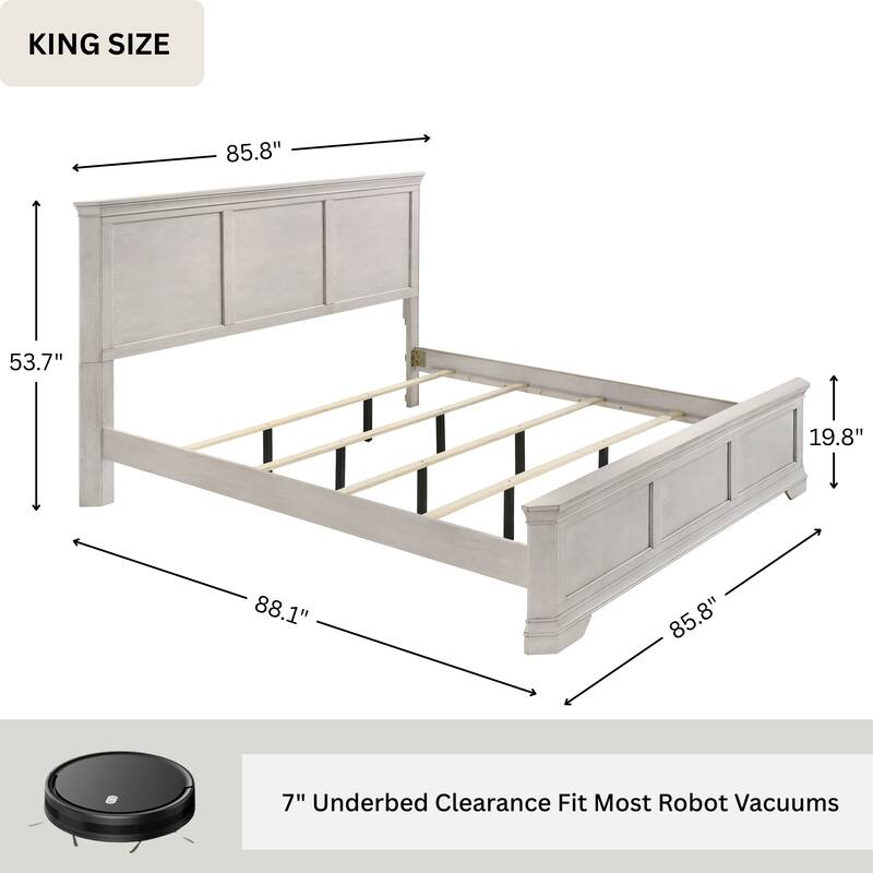 Roundhill Furniture Maderne Traditional Wood Panel Bed with Dresser, Mirror, Two Nightstands