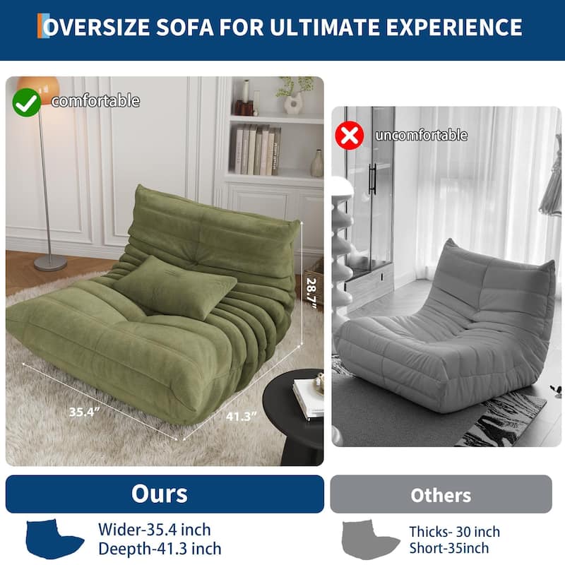 Bean Bag Chairs for Adults, Memory Foam Couch Single Sofa Chair