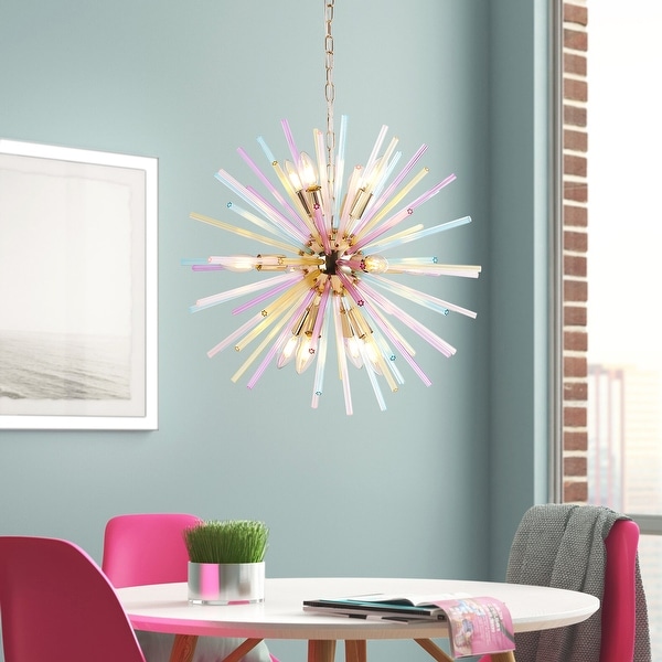 12 Light Modern Creative Sputnik Starburst Pendant Rainbow Sphere Firework Chandelier 22 in. W Gold