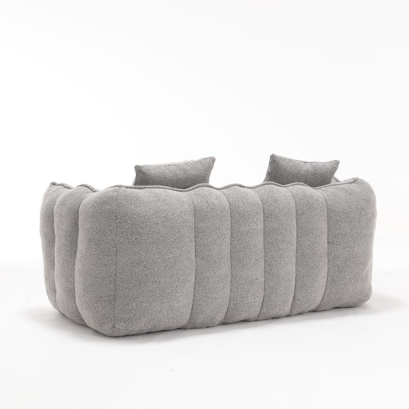 66" Chenille Square Beanbag Chair with High-Resilience Foam Core, Armrests and Handle