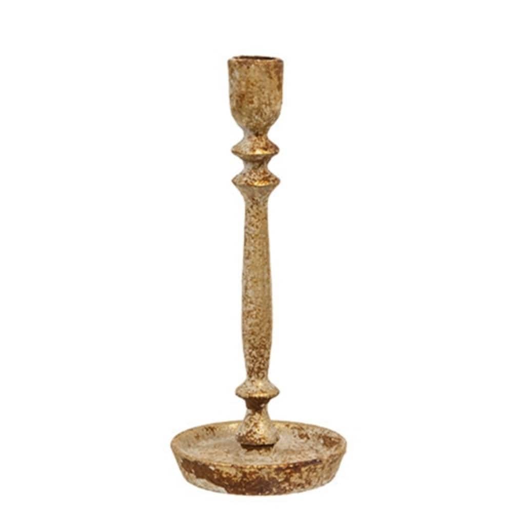 Distressed Gold Finish Candle Stick - 12"H - Multi