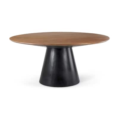Mitchell Solid Wood Top and Black Cast Iron Base Round Dining Table