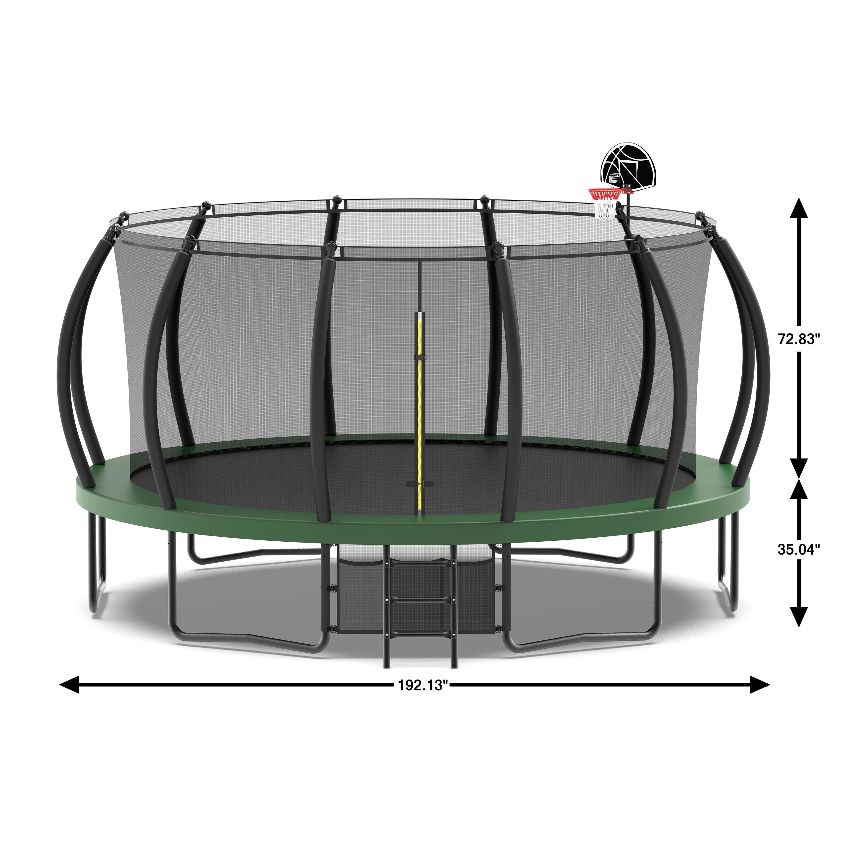 Trampoline with Basketball Hoop - Recreational Trampolines with Ladder ,Shoe Bag and Galvanized Anti-Rust Coating