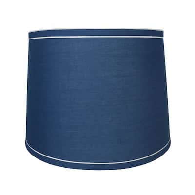 French Drum With White Trim Lampshade, 12" Top, 14" Bottom, 10" Slant