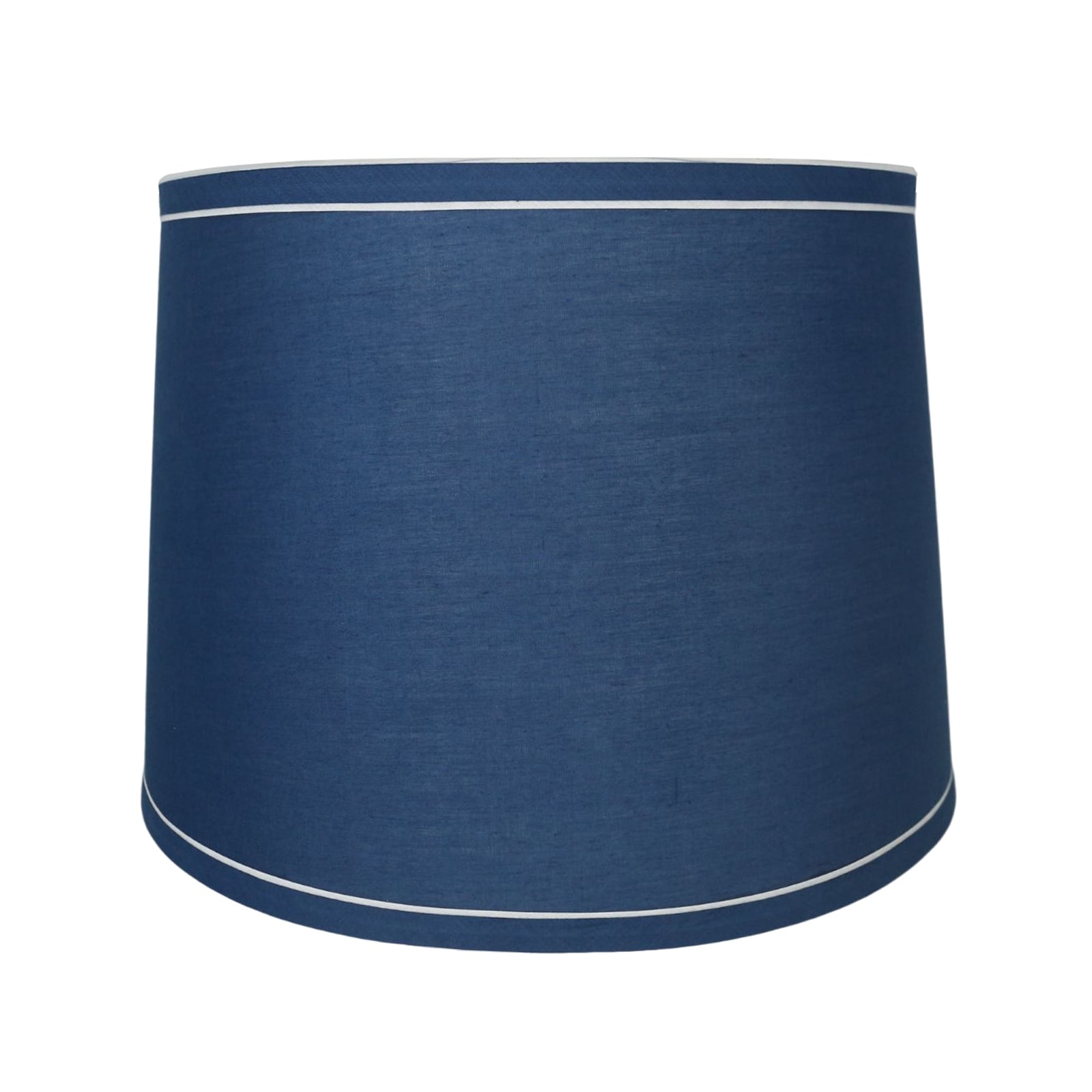 French Drum With White Trim Lampshade, 12" Top, 14" Bottom, 10" Slant