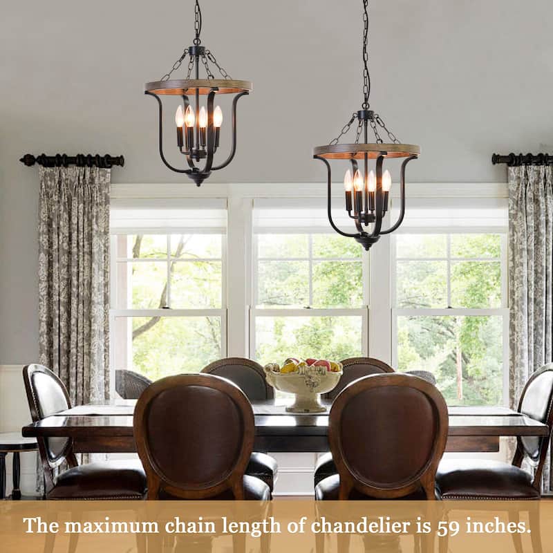 Farmhouse 4-Light Dimmable Cage Pendant Light Candle Chandelier for Kitchen Island