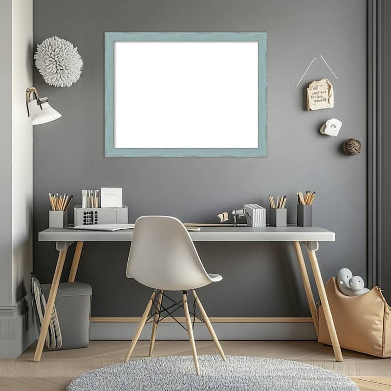 Amanti Art Sky Blue Rustic Framed Dry Erase Magnetic Board