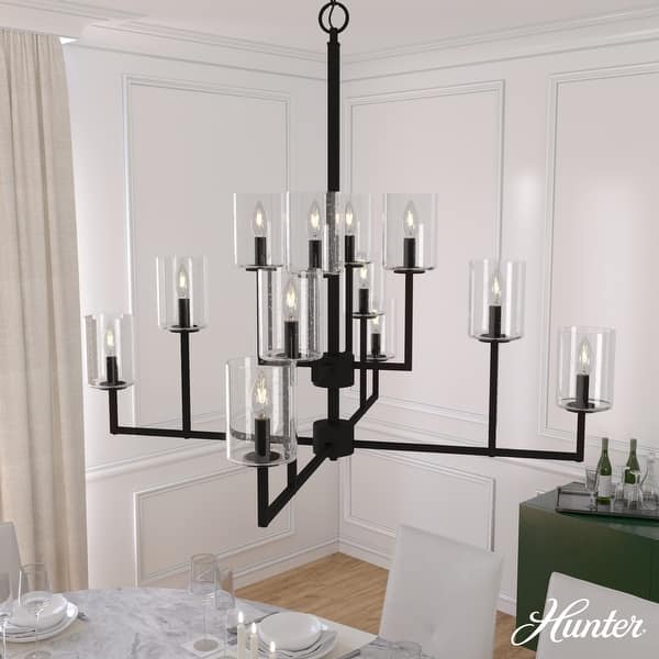 slide 2 of 9, Hunter Kerrison Chandelier - Dining Room, Entry - Contemporary, Transitional, Industrial, Rustic 40" x 34" - Natural Iron