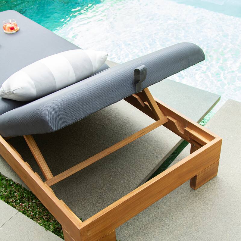 Cambridge Casual Napa Teak Chaise Lounge Chair with Cushion