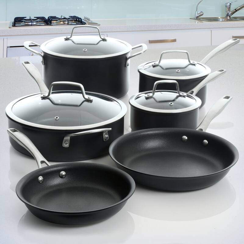 Nonstick Aluminum Cookware 10 Piece Set in Midnight