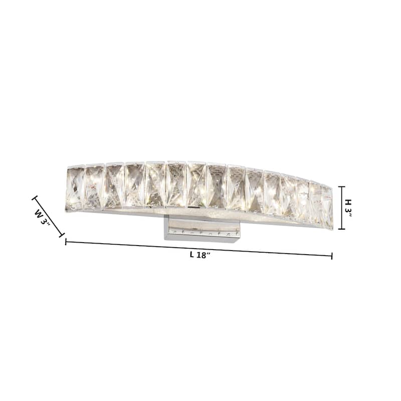 LED Wall Sconce with Chrome Stainless Steel Frame and Clear Crystal Accents