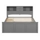 preview thumbnail 5 of 7, Wooden Full Size Pltaform Bed with Trundle, 3 Drawers, Upper Shelves