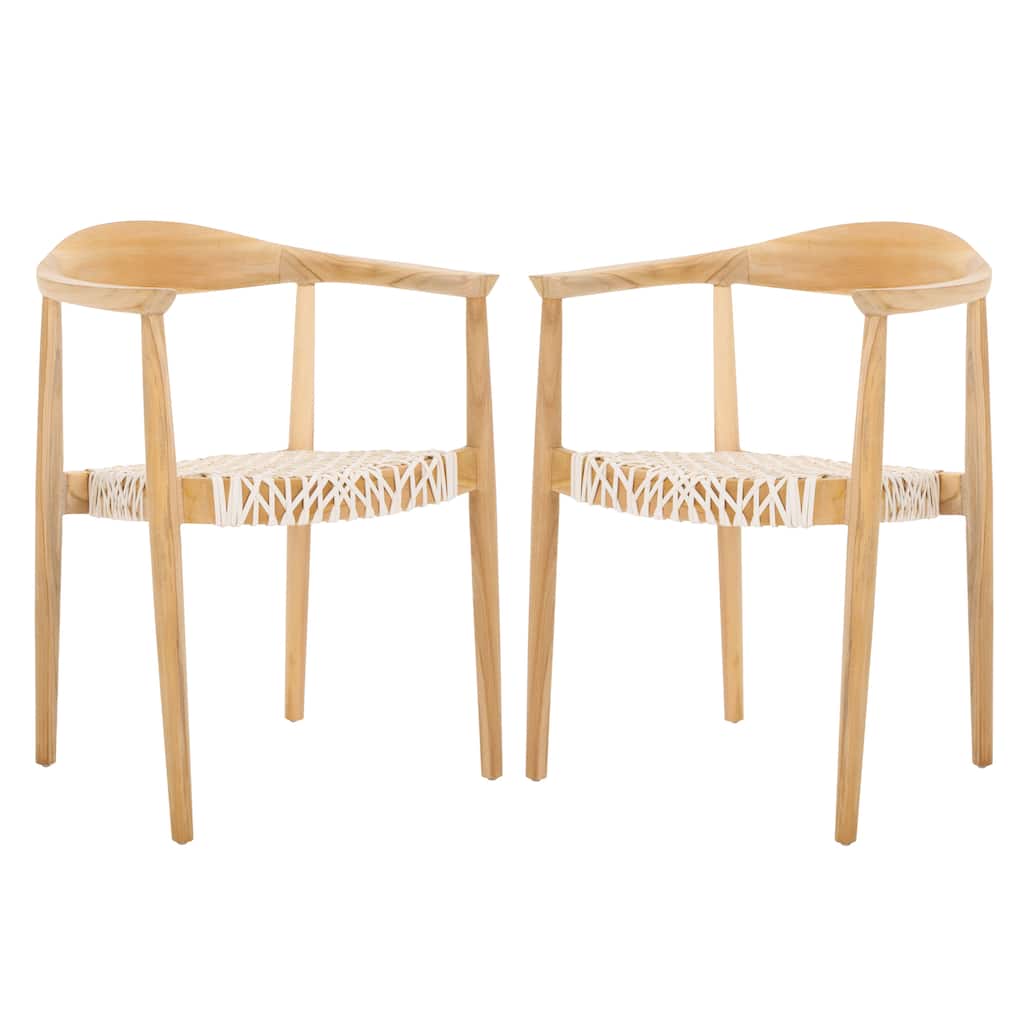 SAFAVIEH Bandelier Solid Wood Stacking Dining Chair (Set of 2) - 22"W x 20"D x 30"H