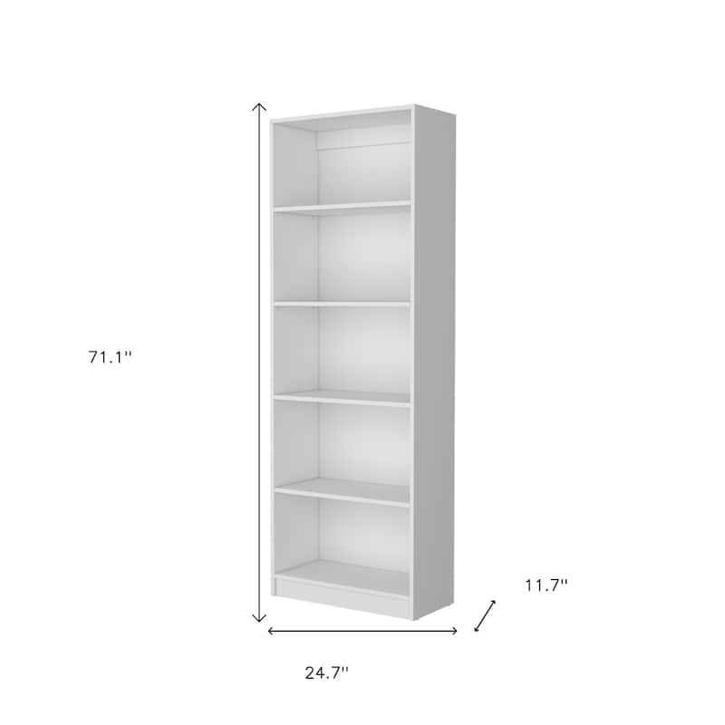 HomeRoots 71" White Wood Five Tier Bookcase