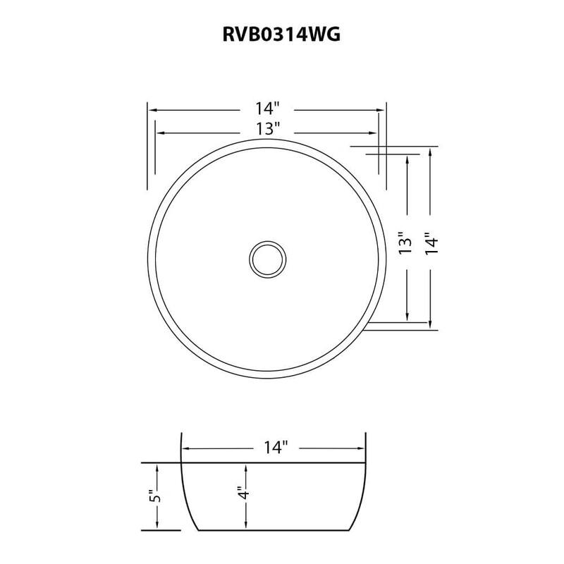 Ruvati 14 inch Bathroom Vessel Sink Round Gold Decorative Art Above Vanity Counter White Ceramic - RVB0314WG