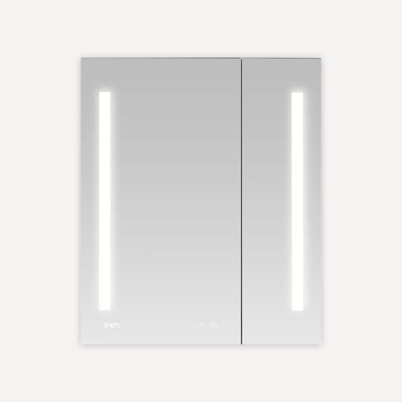 AQUADOM Signature Royale 30W LED Medicine Cabinet Defogger, 3X LED Vertically Adjustable Magnifying Mirror, Electrical Outlets - Grey - Brushed