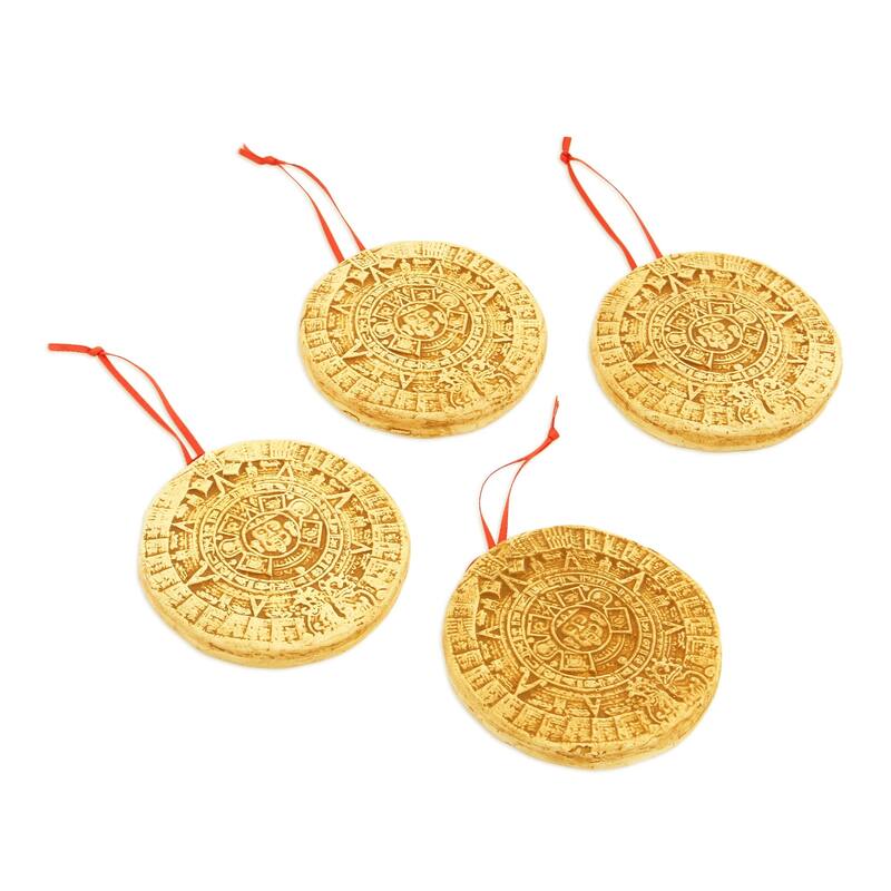 Novica Handmade Aztec Cosmos Ceramic Ornaments (Set Of 4)