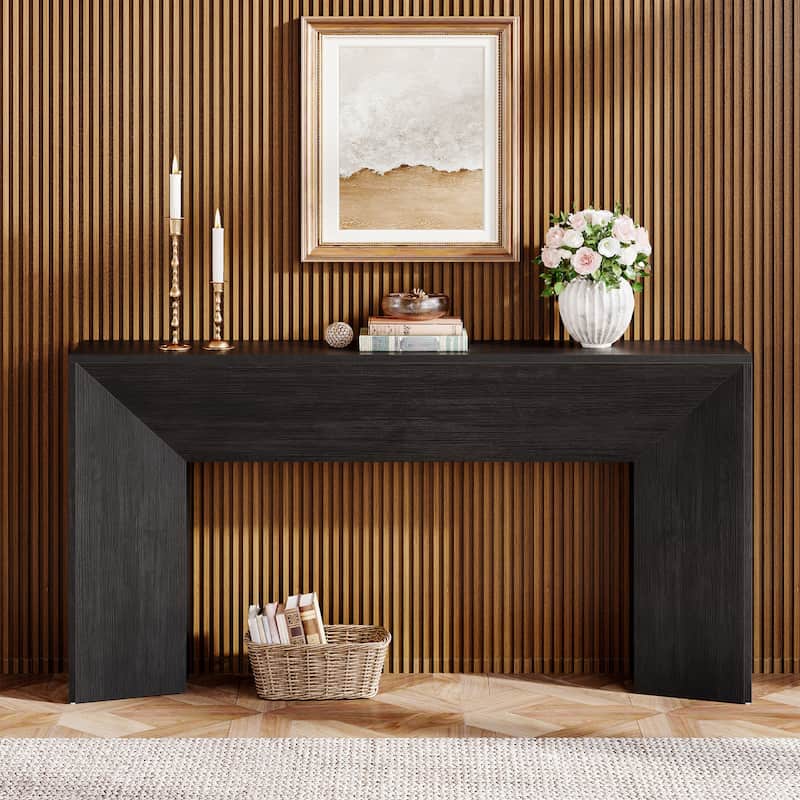 63 Inches Black Console Sofa Table for Living Room Hallway - 63" W x 11.8" D x 32.3" H