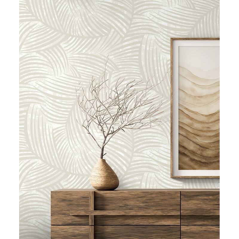 Seabrook Designs Zephyra Palms Glass Beaded Non-Woven Unpasted Wallpaper